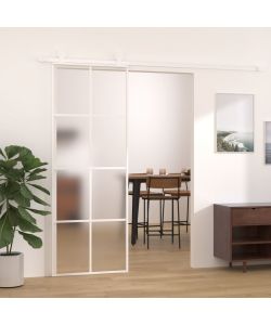 Porta Scorrevole in Vetro ESG e Alluminio 76x205 cm Bianca 151669