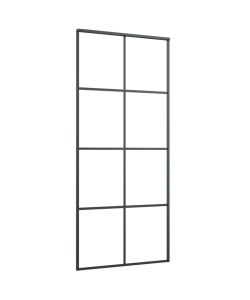 Porta Scorrevole Nera 90x205 cm in Vetro ESG e Alluminio