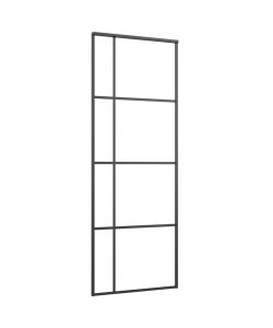 Porta Scorrevole ESG Vetro e Alluminio 76x205 cm Nera