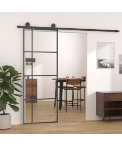 Porta Scorrevole ESG Vetro e Alluminio 76x205 cm Nera
