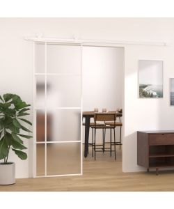 Porta Scorrevole ESG Vetro e Alluminio 75x205 cm Bianca
