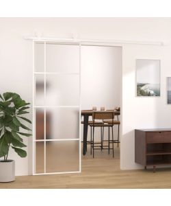 Porta Scorrevole ESG Vetro e Alluminio 75x205 cm Bianca