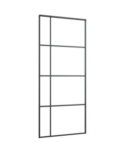 Porta Scorrevole Vetro Smerigliato ESG Alluminio 90x205 cm Nera