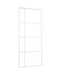 Porta Scorrevole in Vetro ESG e Alluminio 90x205 cm Bianca 151684