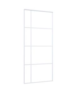 Porta Scorrevole in Vetro ESG e Alluminio 90x205 cm Bianca