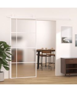 Porta Scorrevole in Vetro ESG e Alluminio 90x205 cm Bianca