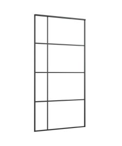 Porta Scorrevole in Vetro ESG e Alluminio 102,5x205 cm Nera 151686