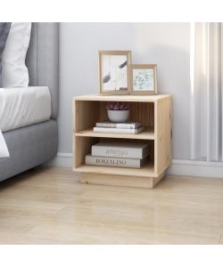 vidaXL Comodino in Legno Massello di Pino 40x34x40 cm - Marrone - Moderno