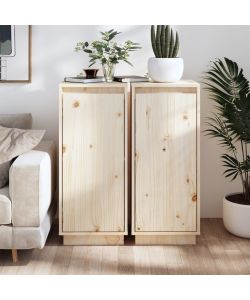 Credenze 2 pz 31,5x34x75 cm in Legno Massello di Pino