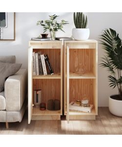 Credenze 2 pz 31,5x34x75 cm in Legno Massello di Pino