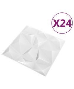 Pannelli Murali 3D 24 pz 50x50 cm Bianchi a Diamante 6 mq