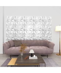 Pannelli Murali 3D 48 pz 50x50 cm Bianchi a Diamante 12 mq