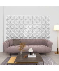 Pannelli Murali 3D 24 pz 50x50 cm Origami Bianco 6 mq