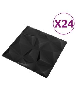 Pannelli Murali 3D 24 pz 50x50 cm Neri a Diamante 6 mq