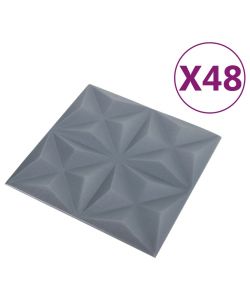 Pannelli Murali 3D 48 pz 50x50 cm Grigi Origami 12 mq