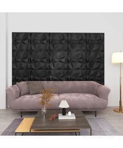 Pannelli Murali 3D 12 pz 50x50 cm Neri a Diamante 3 mq