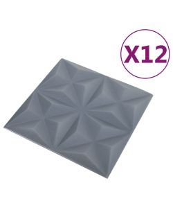 Pannelli Murali 3D 12 pz 50x50 cm Grigi Origami 3 mq