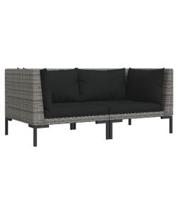Divani da Giardino 2 pz con Cuscini in Polyrattan Mezzo Tondo