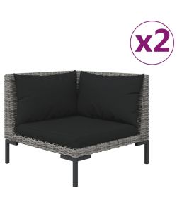 Divani da Giardino 2 pz con Cuscini in Polyrattan Mezzo Tondo