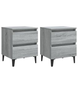 vidaXL Comodini Chic Grigio Sonoma 40x35x50 cm - 2 pz con Gambe in Metallo