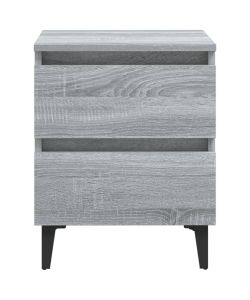 vidaXL Comodini Chic Grigio Sonoma 40x35x50 cm - 2 pz con Gambe in Metallo