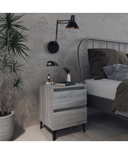 vidaXL Comodini Chic Grigio Sonoma 40x35x50 cm - 2 pz con Gambe in Metallo