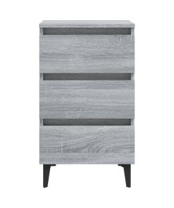 vidaXL Comodino Grigio Sonoma 40x35x69 cm con Gambe in Metallo - Mobile da Letto Chic