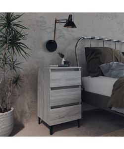 vidaXL Comodino Grigio Sonoma 40x35x69 cm con Gambe in Metallo - Mobile da Letto Chic