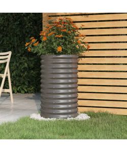 Vaso da Giardino Acciaio Verniciato a Polvere 40x40x68cm Grigio
