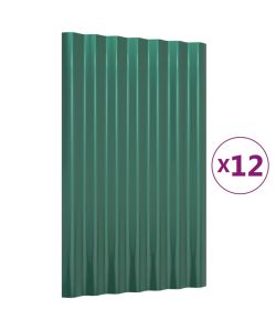 Pannelli Tetto 12pz Acciaio Verniciato a Polvere Verde 60x36 cm