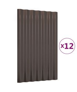 Pannelli Tetto 12pz Acciaio Verniciato Polvere Marrone 60x36 cm