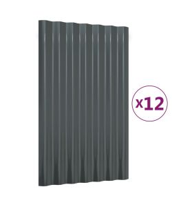 Pannelli Tetto 12 pz Acciaio Verniciato Polvere Antracite 60x36