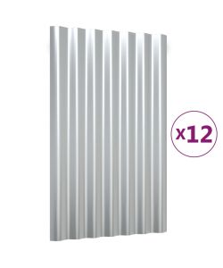 Pannelli Tetto 12pz Acciaio Verniciato Polvere Argento 60x36 cm