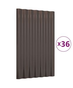 Pannelli Tetto 36 pz Acciaio Verniciato Polvere Marrone 60x36cm