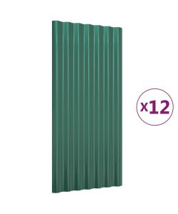 Pannelli Tetto 12pz Acciaio Verniciato a Polvere Verde 80x36 cm