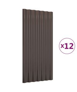 Pannelli Tetto 12pz Acciaio Verniciato Polvere Marrone 80x36 cm