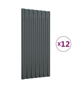 Pannelli Tetto 12 pz Acciaio Verniciato Polvere Antracite 80x36