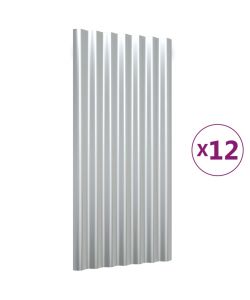 Pannelli Tetto 12pz Acciaio Verniciato Polvere Argento 80x36 cm
