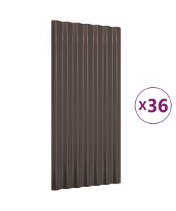 Pannelli Tetto 36 pz Acciaio Verniciato Polvere Marrone 80x36cm