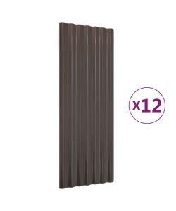 Pannelli Tetto 12pz Acciaio Verniciato Polvere Marrone 100x36cm