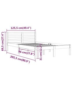 vidaXL Telaio Letto in Legno Massello di Pino Marrone 120x200 cm