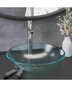 Lavandino con Rubinetto e Piletta in Vetro Temperato Satinato