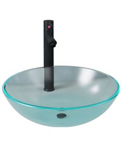 Lavandino con Rubinetto e Piletta in Vetro Temperato Satinato