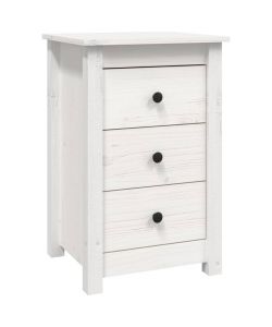 vidaXL Comodino Bianco 40x35x61,5 cm in Legno Massello di Pino