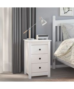 vidaXL Comodino Bianco 40x35x61,5 cm in Legno Massello di Pino