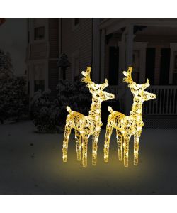 Renne di Natale 2 pz Bianco Caldo 80 LED in Acrilico