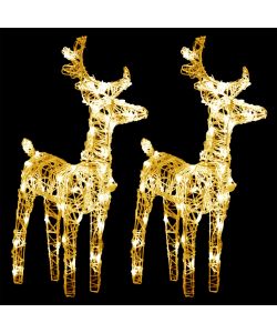 Renne di Natale 2 pz Bianco Caldo 80 LED in Acrilico