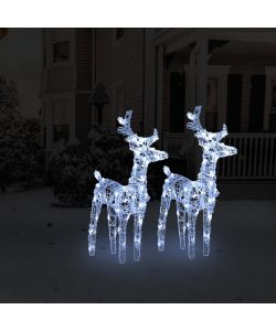 Renne di Natale 2 pz Bianco Freddo 80 LED in Acrilico