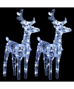 Renne di Natale 2 pz Bianco Freddo 80 LED in Acrilico