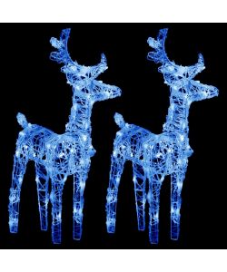 Renne di Natale 2 pz Blu 80 LED in Acrilico